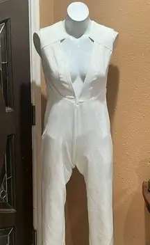 Aqaq white halter bridal jumpsuit