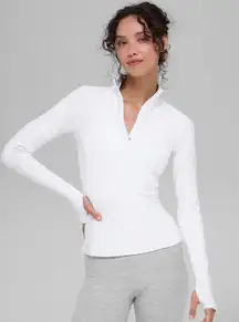 Alo Yoga Alosoft 1/2 Zip Rapid Pullover White XS NWT Long Sleeve Top