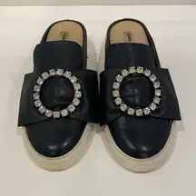 Karl Lagerfeld Elle Paris Black Mules Slides Jewel Embellished Women's 6