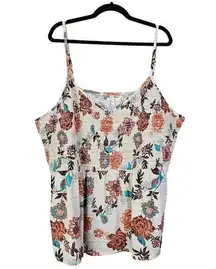 Maurice Tank Top Womens Plus Size 4X Cream Smocked Floral Peplum Bohemian NEW