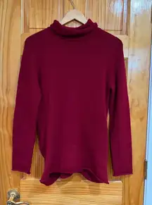 TSE Red Wool Cashmere Turtleneck Sweater M Sculptural Textured Back Minimalist