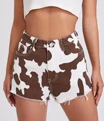 SheIn cow print denim shorts