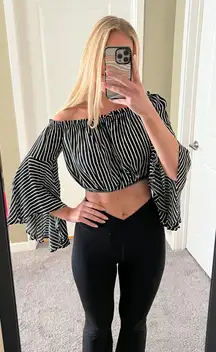 Striped Off The Shoulder Cropped Top