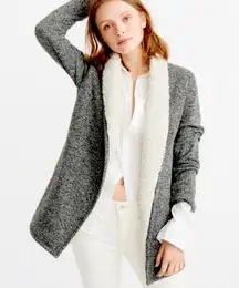 Abercrombie & Fitch Heathered Black and White Sherpa Lined Open Front Cardigan