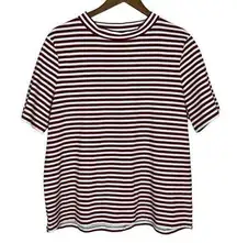 M.i.h‎ Jeans Top Womens Medium Maroon Stripe Short Sleeve Crew Neck Penny Tee