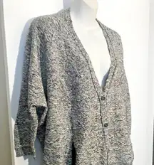 Nordstrom Women Large Cardigan Sweater 3/4 Sleeve Black & White Specs Sheer Back