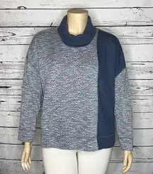 J. Jill XL Blue & White Marled - Blue Colorblock Cowl Neck Oversized Sweater Top