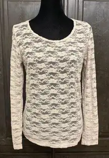 lace Tan longsleeves top Large