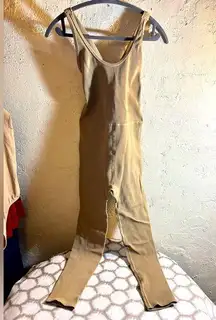 Free People Camel color tank bodysuit, ribbed, EUC size small, athleisure, yoga