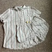 Chalmers Elyse Pajama Set white striped shorts button up top women’s large/12/42