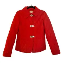 Michael Michael kors red quilted silver clasp jacket size small