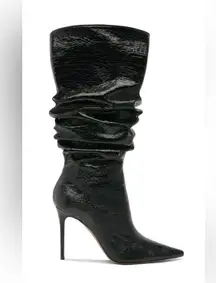 Amina Muaddi Glossy Black Ankle Boots
