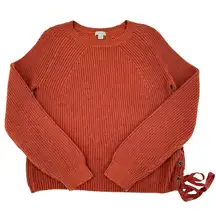 Sundance Sweater Size Small Pullover Orange Cotton Chunky Ribbon Detail Fall