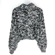 Hollister Mock Neck Chunky Knit Sweater Black Grey White Size Small