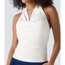 Halara Y2K Halter Cowl Neck Backless Ruched Casual Tank Top White Small