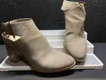 Gray Strap Buckle Open Back Bootie Size 10 - 3.5” Heel