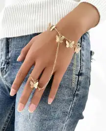 Gold Butterfly Ring Bracelet 