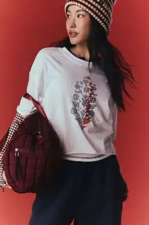 NWT NWT Free People Movement Inspire Buti Logo Tee In White Combo