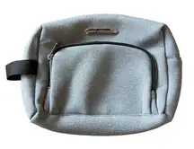 Aimee Kestenberg Heather Gray Neoprene Travel Cosmetic Bag Silver Tone Hardware