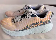 Hoka Rincon 2 Women US 9 Orange Navy Gray Trail Hiking Running Shoes