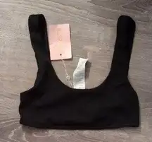 Missguided Black Rib Sport Crop Bikini Top Size 6