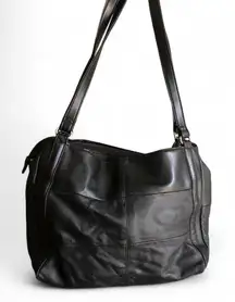 Whimsygoth Grunge Leather patchwork shoulder hand bag purse Hobo Dark Academia Preppy Black Approx 12” wide x 10” tall x 3.5” wide