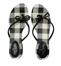 Kate Spade Gingham Check Bow Sandals Sz 9.5 Flip Flop