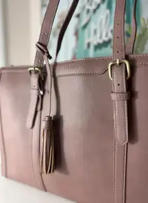 Ecosusi Tan Vegan Faux Leather Laptop Tote Bag 15.6” Work Purse 16x12