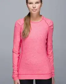 Lululemon  Think Fast Long Sleeve Pink Heathered Boom Juice Sz 4 Bubblegum