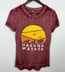 Disney Lion King Hakuna Matata T-Shirt Women M Red Burnout Graphic Tee Retro 90s