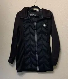 Michael Kors women’s black down jacket sz M winter long career preppy *wear