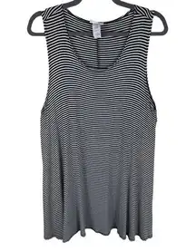 Poetry Black White Striped Short Lightweight Stretchy Soft Summer Tank Dress XL