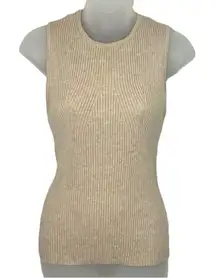 Women’s Beige Sleeveless Ribbed Knit Top Size Medium