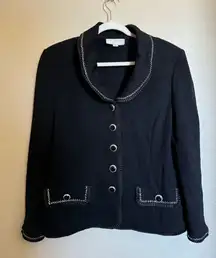 Vintage‎ St. John Evening by Marie Grey Santana Knit Blazer Jacket Sz 12 Black
