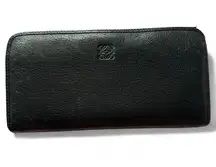 Loewe Anagram Long Zip Black Leather Wallet