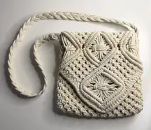 Tommy Bahama Cream Macrame Crossbody Shoulder Bag Boho Hippie Festival Chic