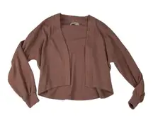 Abercrombie & Fitch women's small soft cozy tan sweater open cardigan brown casu