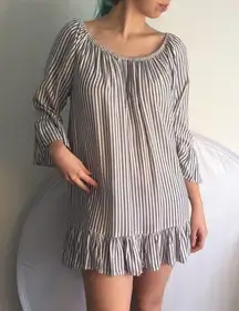 Top or dress off the shoulder or up bell sleeves and cute drop ruffle hem