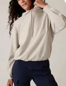 Athleta Seasoft Bubble Hem Hoodie Neutral Taupe