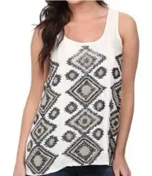 Stetson White Silver Tank Top Beaded Aztec Western Double layer NFR rodeo small