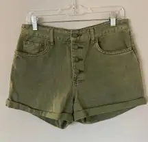 Green Denim Shorts