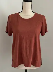 Soft Surroundings Crew Neck Tee size Small Red Brown Comfy Lounge Elevated Basic