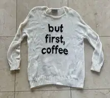 Wooden Ships But First Coffee Knit Sweater Oversized Sz S/M