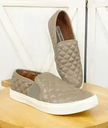 Steve Madden Endell Quilted Faux Leather Slip On Sneaker Taupe 8