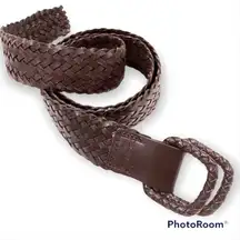🔴 Calvin Klein leather braided belt, dark brown, EUC