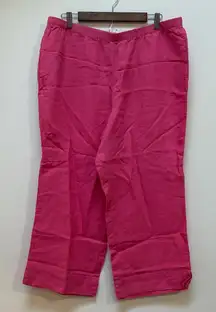 J JILL 100% LINEN CROPPED WIDE LEG TROUSER BEACH‎ PANT SIZE LARGE NWT