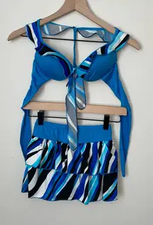 Ruffle Striped Skirt Bikini Two-Piece‎ Swimsuit Set