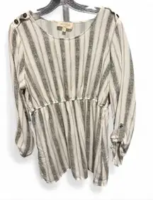 Sweet Wanderer Grayish green  and Cream Striped Blouse