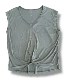 Freely Active Tank Top Small Green Twist‎ Knot Hem Lightweight