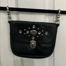 Harley-Davidson Black Crossbody Bag with Silver Chain